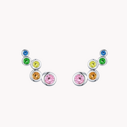 Colourful Drops Silver Stud Earrings